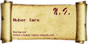 Nuber Imre névjegykártya